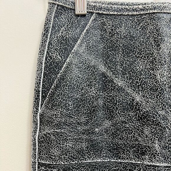 Sandro Paris Black Cracked Leather Calfskin Mini Skirt Size S - Picture 4 of 11